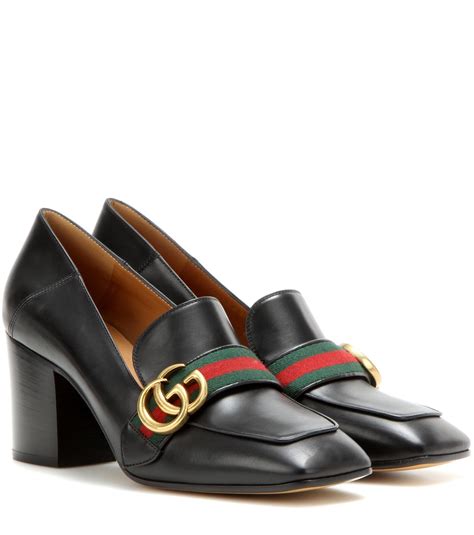 gucci leather mid heel shoes|high heels gucci shoes.